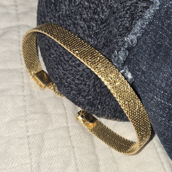 Vintage Monet Retro mesh bangle bracelet gold tone - Picture 8 of 9